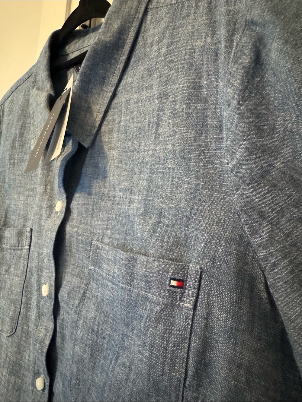 NWT Tommy Hilfiger Light Blue Women’s Chambray XL Button-Down Shirt 100% Cotton